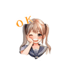 日常スタンプ(水彩画風girl）（個別スタンプ：3）