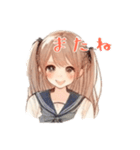 日常スタンプ(水彩画風girl）（個別スタンプ：6）