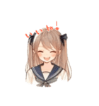 日常スタンプ(水彩画風girl）（個別スタンプ：7）