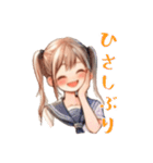 日常スタンプ(水彩画風girl）（個別スタンプ：35）