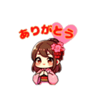 夏祭りを楽しむ可愛い浴衣美人たち（個別スタンプ：1）