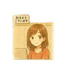 水彩画風の女の子(日常に使えるスタンプ)（個別スタンプ：4）
