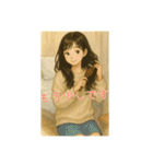 水彩画風の女の子(日常に使えるスタンプ)（個別スタンプ：12）