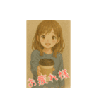 水彩画風の女の子(日常に使えるスタンプ)（個別スタンプ：15）