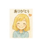 水彩画風の女の子(日常に使えるスタンプ)（個別スタンプ：17）