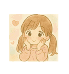 水彩画風の女の子(日常に使えるスタンプ)（個別スタンプ：28）