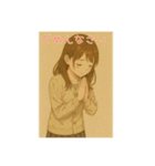 水彩画風の女の子(日常に使えるスタンプ)（個別スタンプ：36）