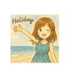 水彩画風の女の子(日常に使えるスタンプ)（個別スタンプ：39）