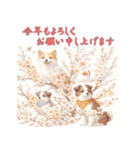 干支全部あけおめ 梅の花 十二支毎年 再販（個別スタンプ：37）