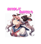 干支全部あけおめ 擬人化女子 十二支 再販（個別スタンプ：6）