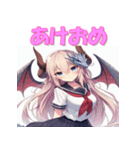 干支全部あけおめ 擬人化女子 十二支 再販（個別スタンプ：13）