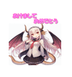 干支全部あけおめ 擬人化女子 十二支 再販（個別スタンプ：15）
