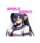 干支全部あけおめ 擬人化女子 十二支 再販（個別スタンプ：18）