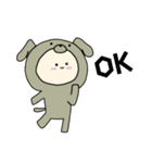 犬キグルミのベビー（グレー）1（個別スタンプ：9）