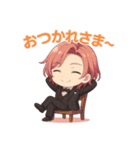 桃髪タキシードのふんわり応援スタンプ（個別スタンプ：3）