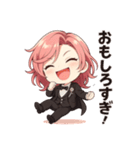 桃髪タキシードのふんわり応援スタンプ（個別スタンプ：14）