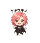 桃髪タキシードのふんわり応援スタンプ（個別スタンプ：19）