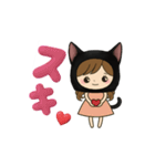 黒猫娘のデカ文字日常使い＆推し活スタンプ（個別スタンプ：16）