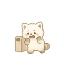 白いもふもふレッドパンダー通勤トラブル（個別スタンプ：1）