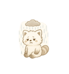 白いもふもふレッドパンダー通勤トラブル（個別スタンプ：2）