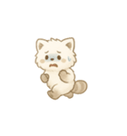 白いもふもふレッドパンダー通勤トラブル（個別スタンプ：3）