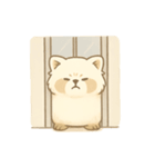 白いもふもふレッドパンダー通勤トラブル（個別スタンプ：6）