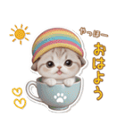 可愛い猫 シール風パステル 状況＆思いやり（個別スタンプ：1）