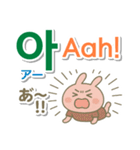 韓国語＋英語＋日本語 ピンクのウサギ（個別スタンプ：14）