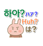韓国語＋英語＋日本語 ピンクのウサギ（個別スタンプ：15）