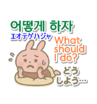 韓国語＋英語＋日本語 ピンクのウサギ（個別スタンプ：18）