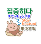 韓国語＋英語＋日本語 ピンクのウサギ（個別スタンプ：22）