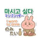 韓国語＋英語＋日本語 ピンクのウサギ（個別スタンプ：24）