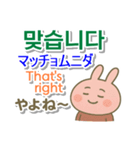 韓国語＋英語＋日本語 ピンクのウサギ（個別スタンプ：30）
