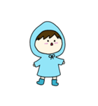 [アレンジ用]梅雨の子供（あお）（個別スタンプ：3）