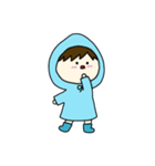 [アレンジ用]梅雨の子供（あお）（個別スタンプ：8）
