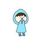 [アレンジ用]梅雨の子供（あお）（個別スタンプ：21）