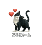 ハチワレ猫（ポリゴン）（個別スタンプ：9）
