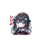 黒バラドレスのきゅんガール（個別スタンプ：16）