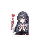 黒バラドレスのきゅんガール（個別スタンプ：40）