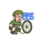 緑のオッサンロードバイクに乗るスタンプ（個別スタンプ：3）