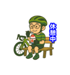 緑のオッサンロードバイクに乗るスタンプ（個別スタンプ：6）