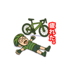 緑のオッサンロードバイクに乗るスタンプ（個別スタンプ：8）