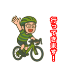 緑のオッサンロードバイクに乗るスタンプ（個別スタンプ：9）