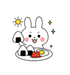 食事する白うさぎ①（個別スタンプ：1）