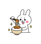 食事する白うさぎ①（個別スタンプ：3）