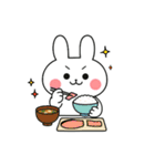 食事する白うさぎ①（個別スタンプ：4）