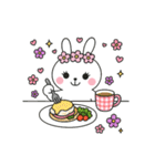 食事する白うさぎ①（個別スタンプ：5）