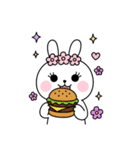 食事する白うさぎ①（個別スタンプ：10）