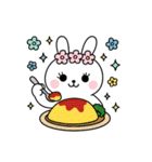 食事する白うさぎ①（個別スタンプ：12）