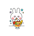 食事する白うさぎ①（個別スタンプ：16）